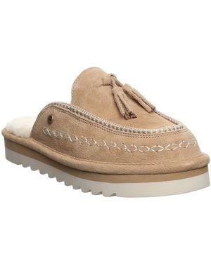 BEARPAW Leona Platform Scuff Slip-on Slippers - Natural