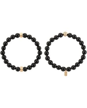 charged Stone Beaded Motif 2 Pieces Bracelet Set - Metallic