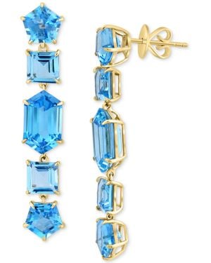 Effy Effy Blue Topaz Mixed Cut Linear Drop Earrings (17-1/2 Ct. T.w.