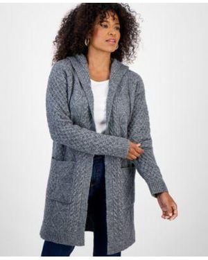Style & Co. Style Co Chunky Cable Knit Hoodie Cardigan Created For Macys - Blue