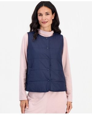 Eileen Fisher Quilted Sleeveless Vest - Blue