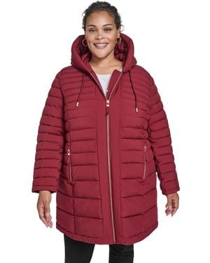 Tommy Hilfiger Plus Size Hooded Packable Puffer Coat - Red