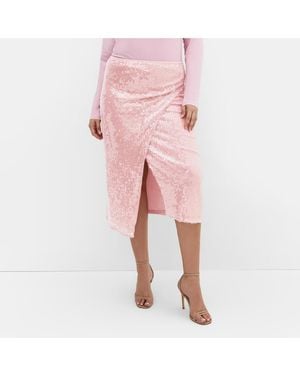 City Chic Sequin Midi Skirt - Pink