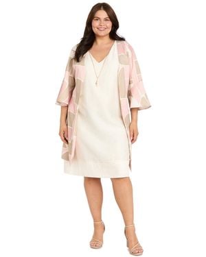 R & M Richards Plus Size V-neck Dress & Jacket - White