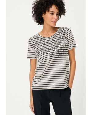 Olsen Embrodiered Stripe T-shirt - White