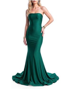 Jessica Angel Strapless Mermaid Satin Evening Gown - Green