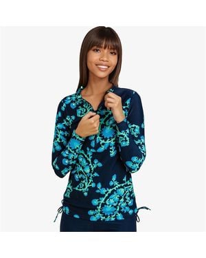 Calypsa Half-zip Nora Swim Top - Blue