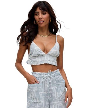 Raffya Bonnie A-line Warhol Print Bralette Top - White