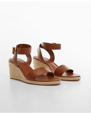 Mango Wedge Buckle Sandals - Brown
