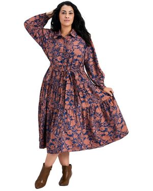 Avenue Plus Size Marianne Tiered Shirtdress