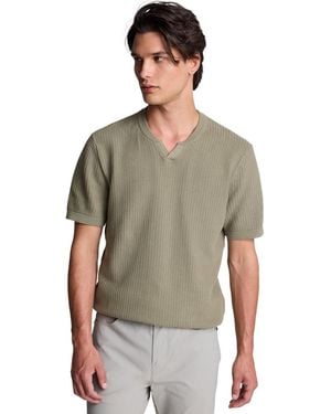 Kenneth Cole Waffle Knit Short-sleeve Henley Sweater - Green