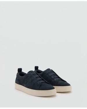 Mango Vibram Sole Suede Leather Athletic Sneakers - Blue