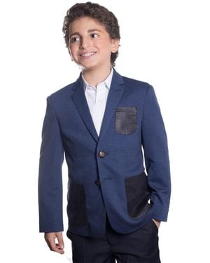 Elie Balleh Boys Slim Fit Knit Jersey Blazer - Blue