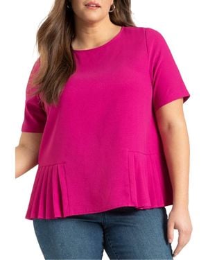 Eloquii Plus Size Pleated Hem Top - Pink