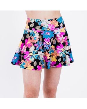 Calypsa Plus Size Flowy Swim Skirt With Attached Shorts - Red