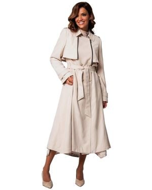 Luna Fashion House Kim Belted Long Trench Coat - Natural