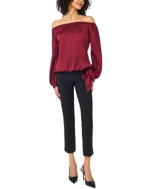 Vince Camuto Off-the-shoulder Long-sleeve Satin Blouse - Red