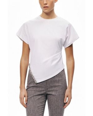 Nocturne Embellished Asymmetric T-shirt - White