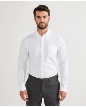 Lands' End Tailored Fit No Iron Solid Supima Cotton Oxford Dress Shirt - White