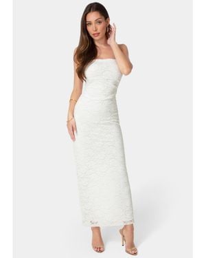 Bebe Lace Strapless Maxi Dress - White