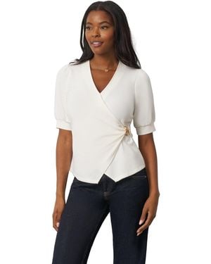 Cable & Gauge Draped Wrap Top - White
