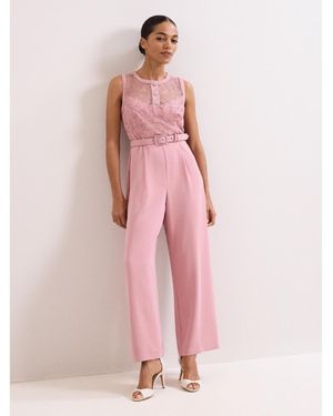 Phase Eight Ivanna Lace Bodice Belted Jumpsuit - Pink