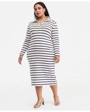 On 34th Trendy Plus Size Kerry Stripe Sailor Midi Dress - White