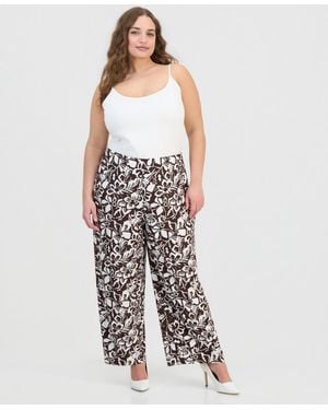 Anne Klein Essentials Plus Size Pull-on Wide-leg Pants - White