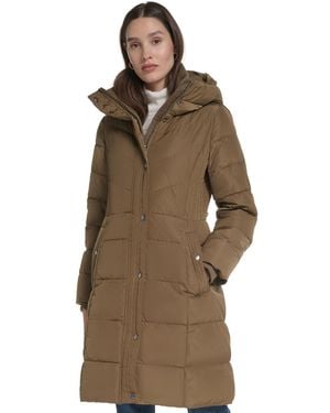 Cole Haan Quilted Down Puffer Coat - Brown