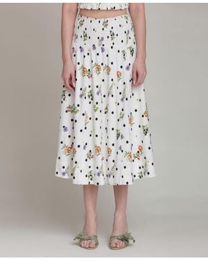 Avec Les Filles Printed Smocked Waist Midi Skirt - Multicolor