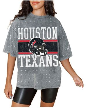 Gameday Couture Houston Texans Oversized Mini Rhinestone Classic T-shirt - Gray