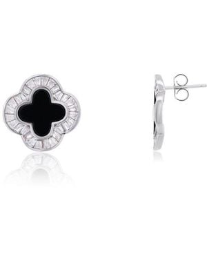 The Lovery Large Cz Clover Stud Earrings 14k Gold-plated Sterling Silver - Metallic