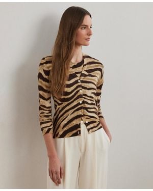 Ralph Lauren Zebra-print Linen-cotton Cardigan - Multicolor