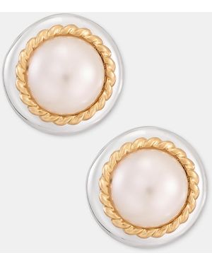 Anne Klein Two-tone Roping Imitation Drama Stud Earrings - Metallic