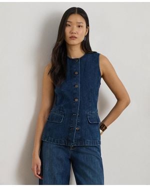 Ralph Lauren Denim Crewneck Sleeveless Shirt - Blue