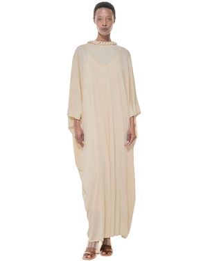 eem Knit Covered Chain Detail Kaftan - White