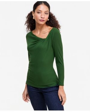 INC International Concepts Draped Cowl-neck Top - Green
