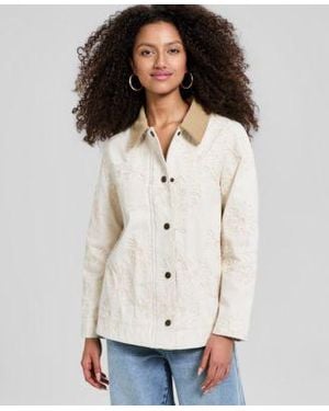 And Now This Now This Cotton Embroidered Barn Jacket Macys Exclusive - White
