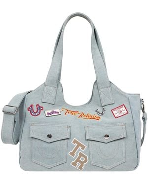 TRUE RELIGION Agusto Multi Patch Soft Tote - Blue