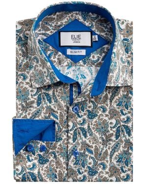 Elie Balleh Big Boys Paisley Sport Slim Fit Shirt - Blue