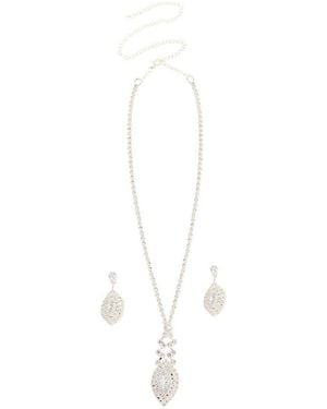 SOH Crystal Bling Necklace And Earrings (set Of 2) - White