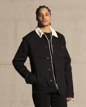 Saint Morta Faux Sherpa Denim Jacket - Black
