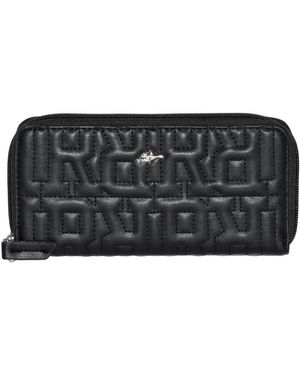 ROOTS Slim Zipper Round Wallet - Black