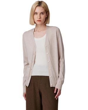 Jennie Liu 100% Merino Wool Light Weight Cardigan | Ultra Soft Fine Gauge Sweaters Machine Washable - White