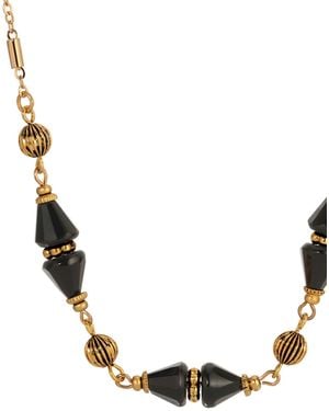 2028 Gold Tone Bead Collar Necklace - Metallic