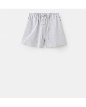 Mango Cotton Striped Pajama Shorts - White