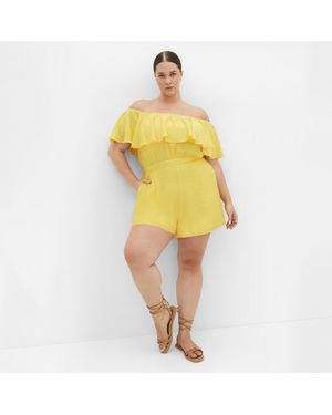 City Chic Plus Size Serene Playsuit - Yellow