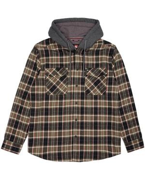 Quiksilver Delton Hooded Flannel Jacket - Gray