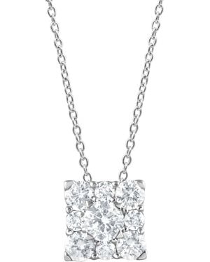 Forever Grown Diamonds Lab Grown Diamond Square Cluster Pendant Necklace (1 Ct. T.w. - Metallic