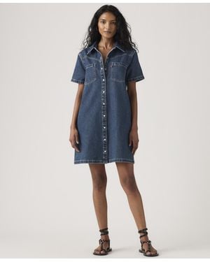 Levi's Louisa Short-sleeve Collared Cotton Denim Dress - Blue